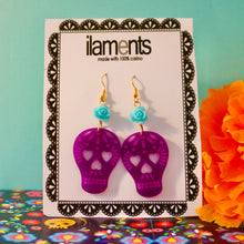 Load image into Gallery viewer, Papel Picado Sugar Skull Earrings
